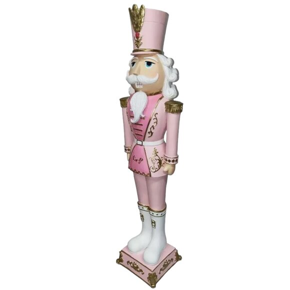 Christmas Pink Pastel 27" Colonel NUTCRACKER Icing Gold Elegant Soldier Large - Picture 3 of 9